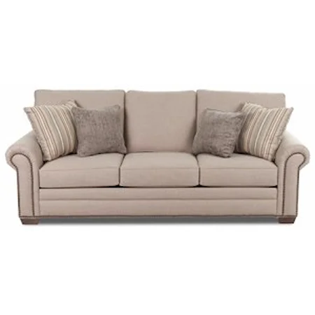 Traditional Sofa with Rolled Arms and Nailhead Studs